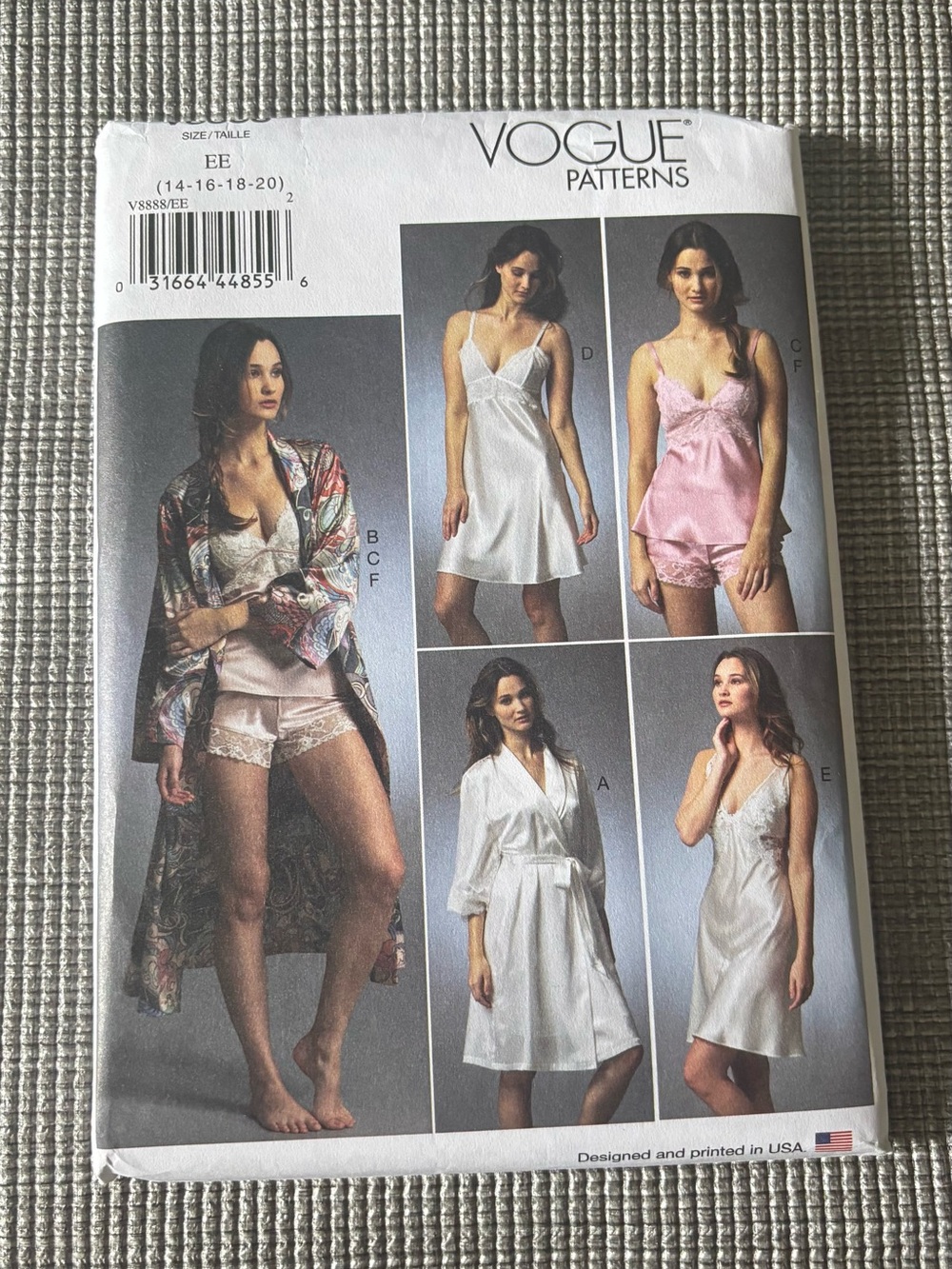 Satin & Lace Sleepwear Sewing Pattern Women’s